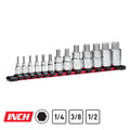 Hex Bit Socket Set, SAE, 13-Piece, Socket Rail