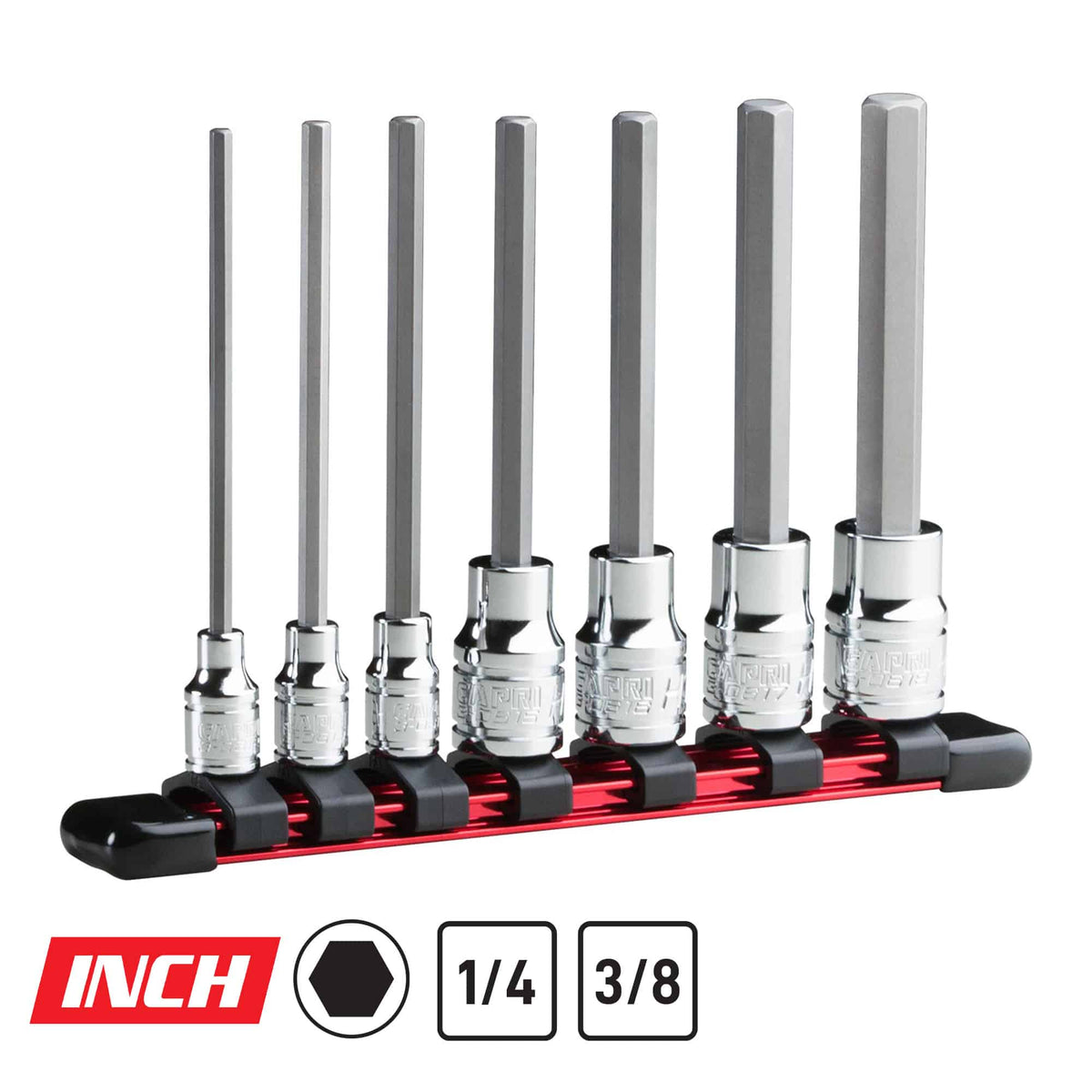Long Hex Bit Socket Set, SAE, 7-Piece