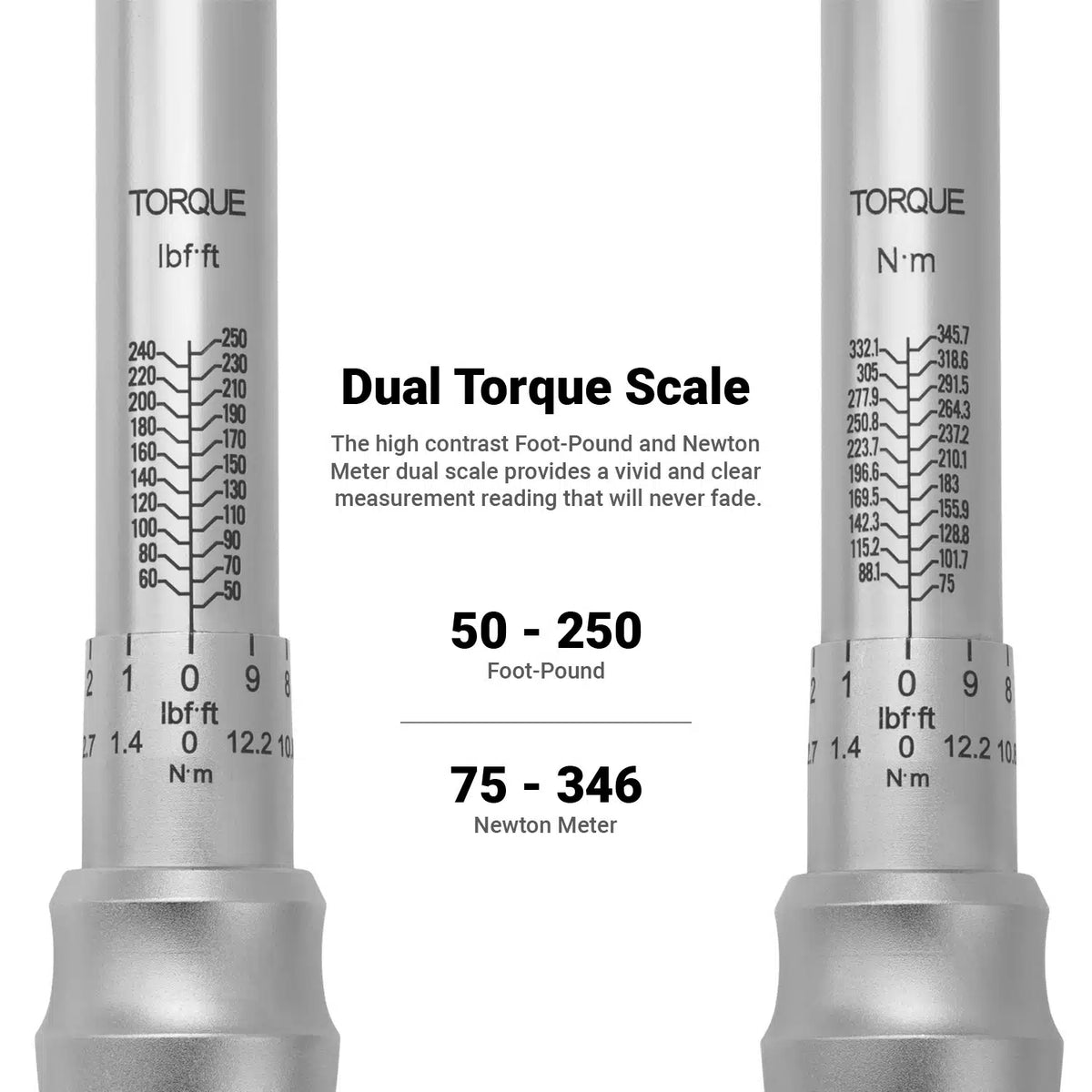 1/2" Drive Industrial Torque Wrench 50-250 ft-lbs.