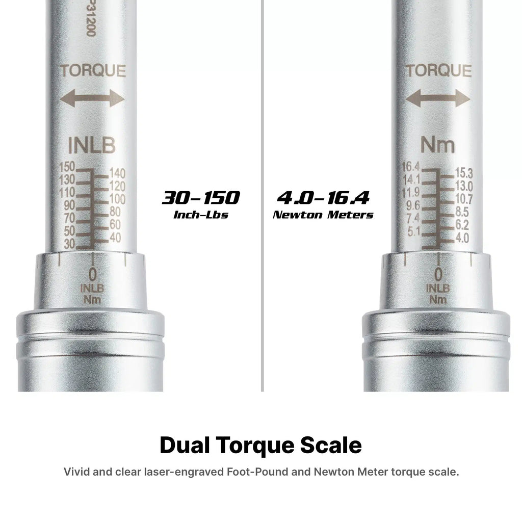 1/4" Drive Industrial Torque Wrench 30-150 in-lbs.