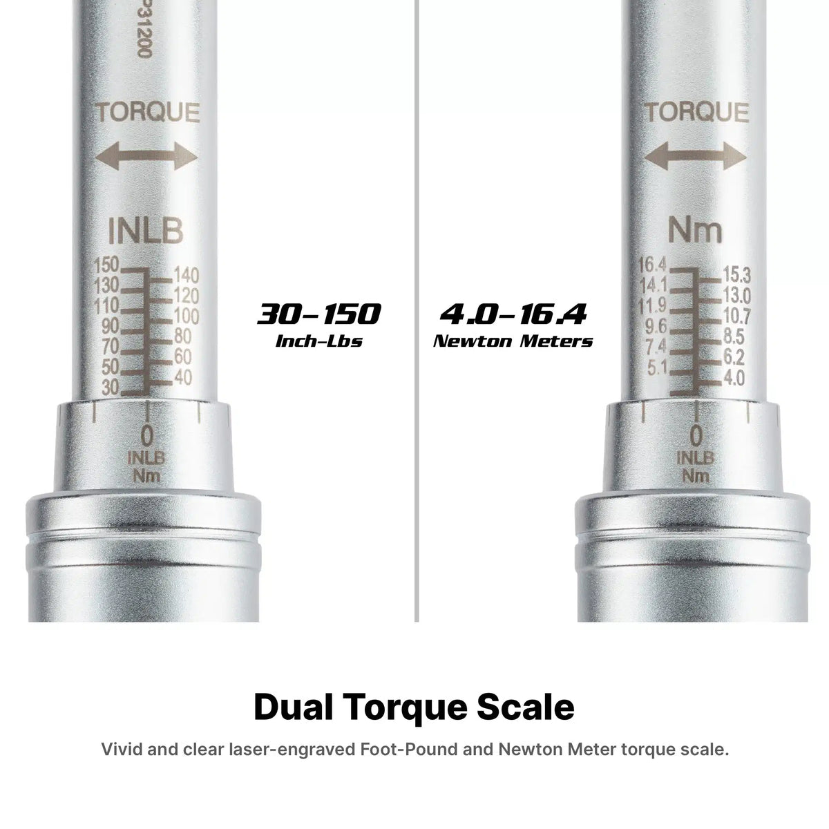 1/4" Drive Industrial Torque Wrench 30-150 in-lbs.