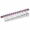 1/2" Torque Adapter Set, 12-Point, 9/16 to 1-1/4", SAE, 11-Piece with Aluminum Rail, Purple