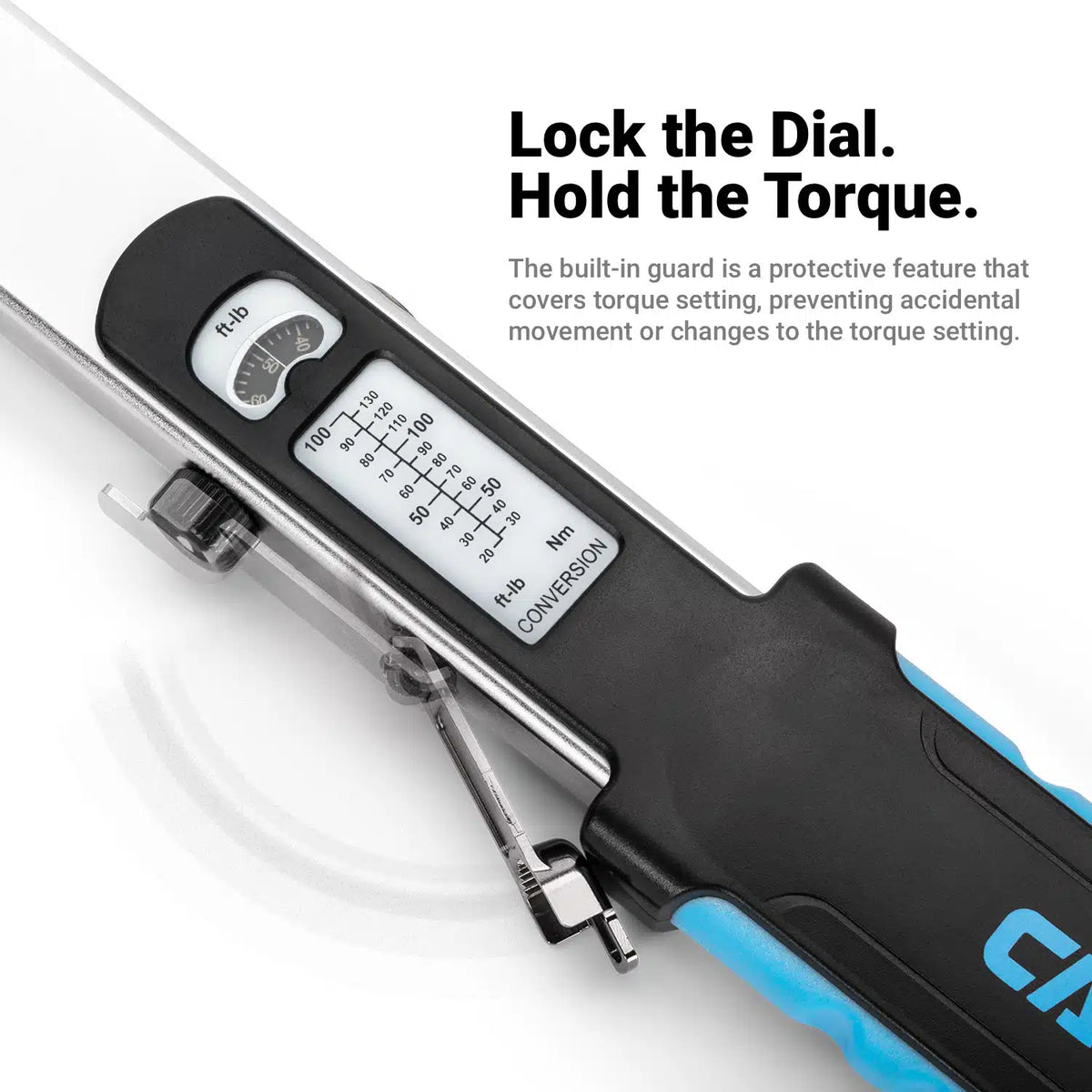 3/8" Dr. Flex-Head Split Beam Torque Wrench, 20-100 ft-lb.