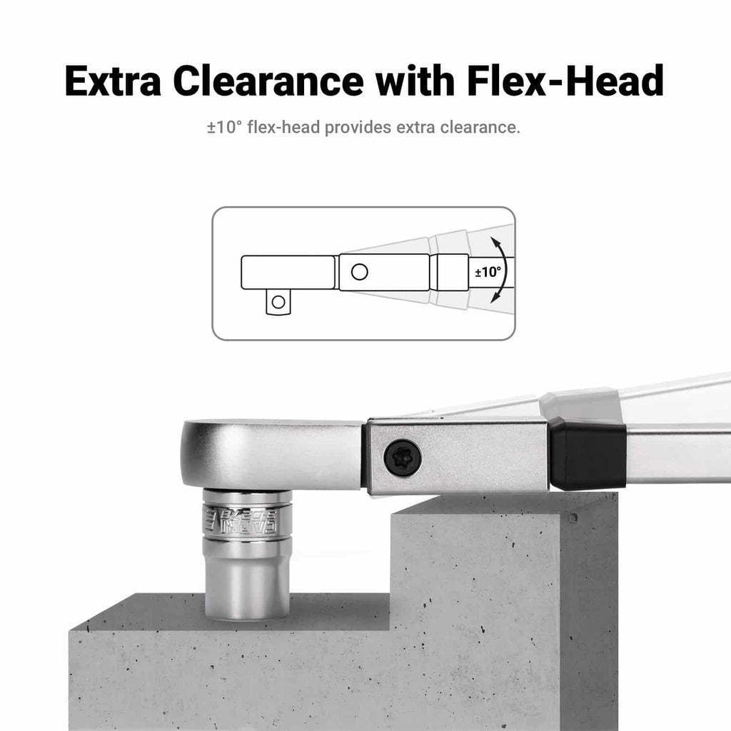1/2" Dr. Flex-Head Split Beam Torque Wrench, 50-250 ft-lb.