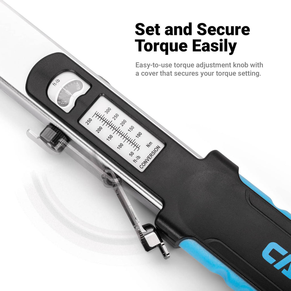 1/2" Dr. Flex-Head Split Beam Torque Wrench, 50-250 ft-lb.