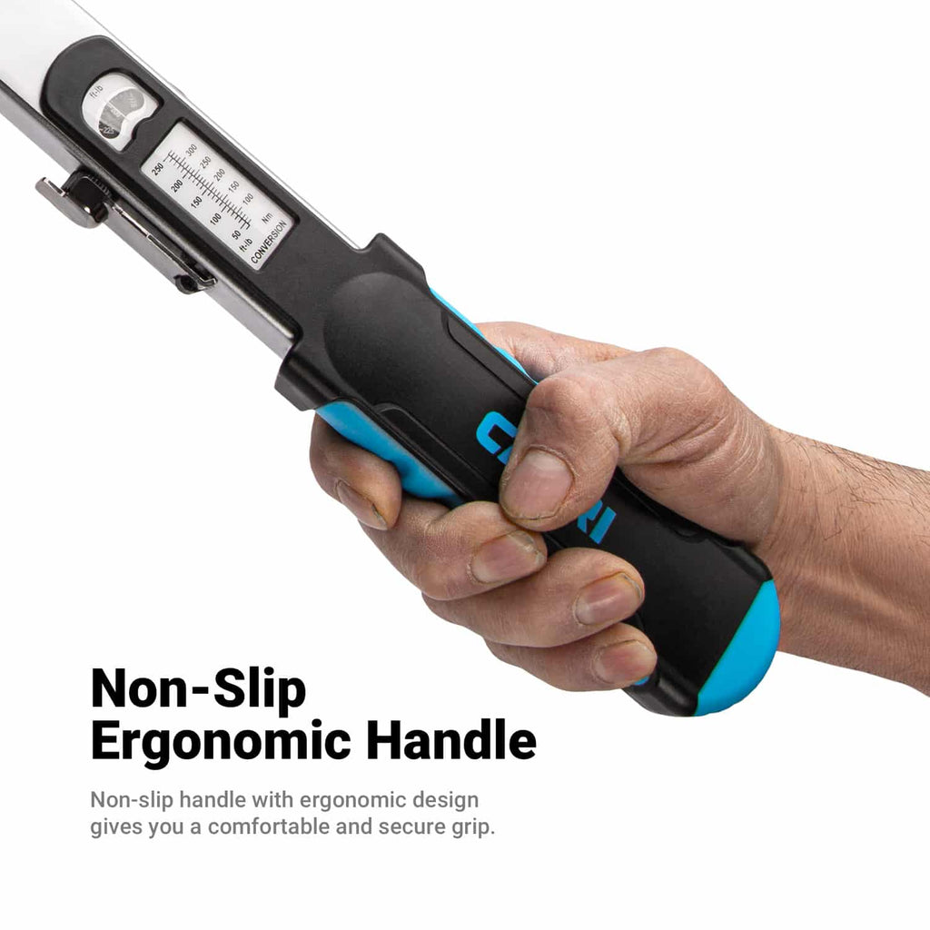 1/2" Dr. Flex-Head Split Beam Torque Wrench, 50-250 ft-lb.