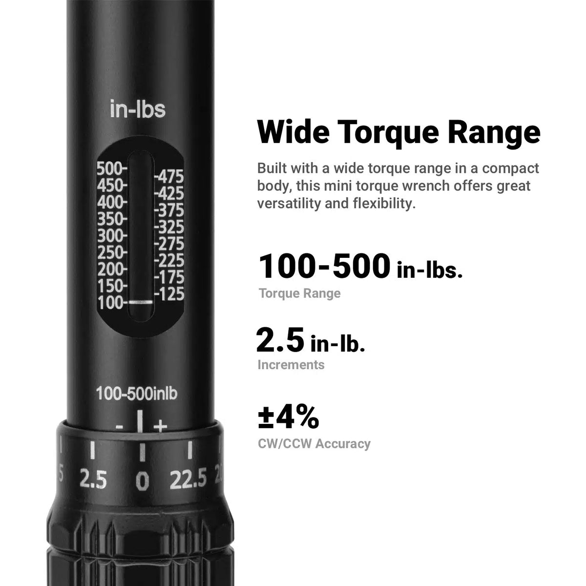 3/8" Drive Mini Torque Wrench, 100-500 in-lb