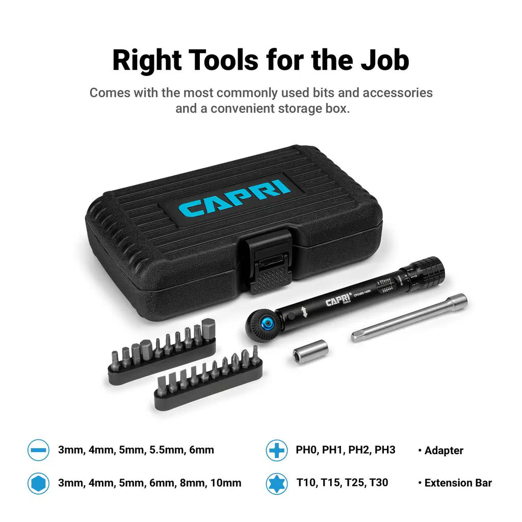 1/4" Drive Mini Torque Wrench Set, 30-140 in-lb
