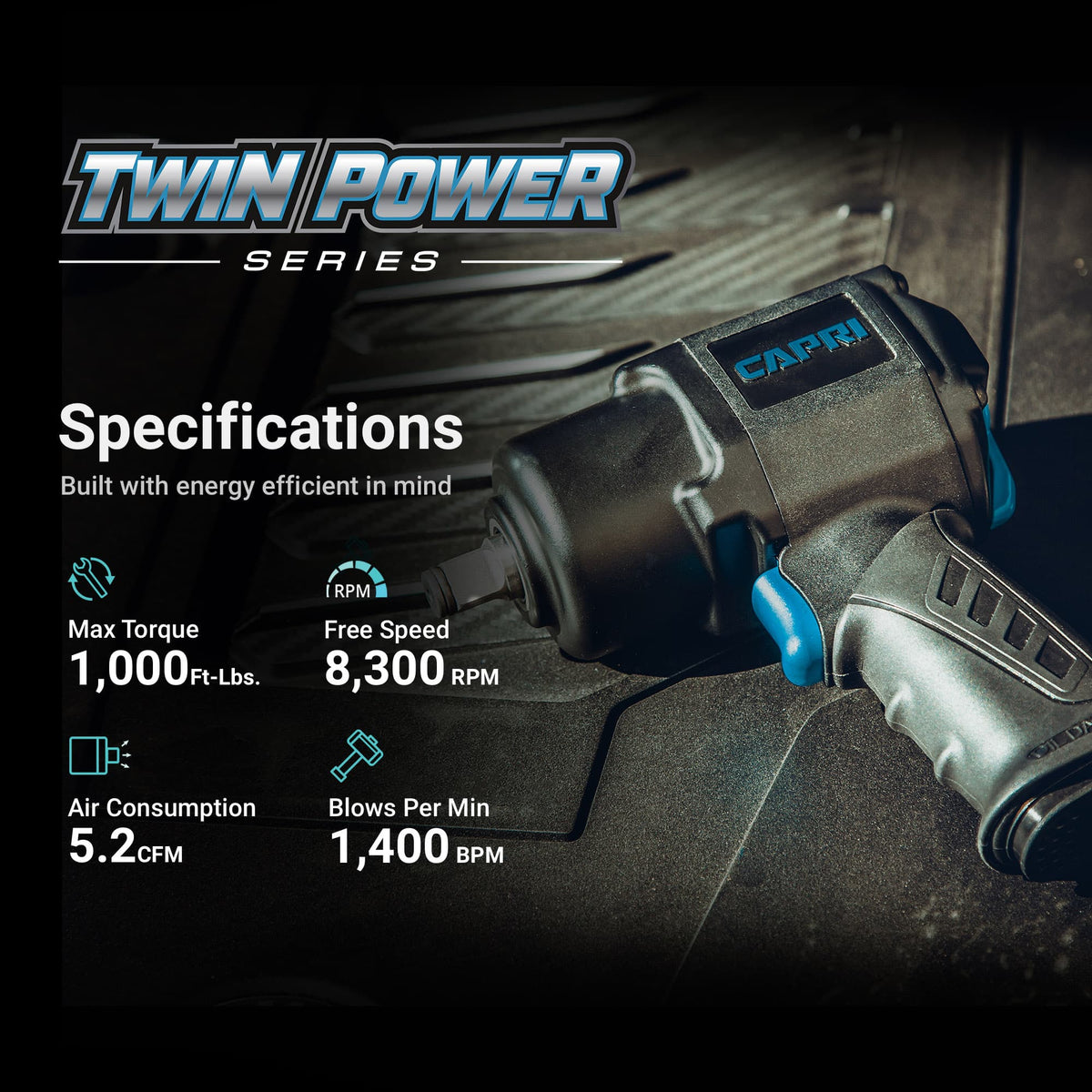 1/2" Drive Impact Wrench, Twin Power