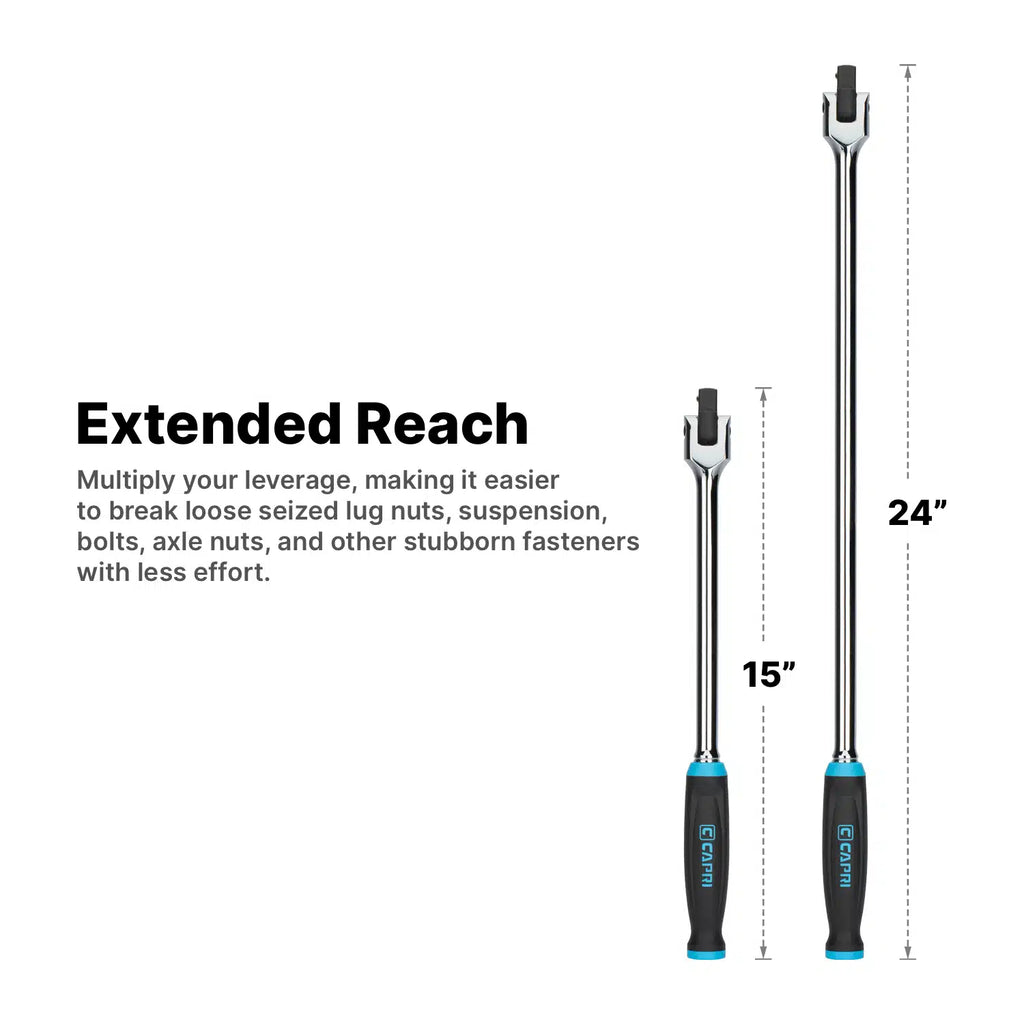 1/2" Drive Extended Leverage Breaker Bars with Soft Grip