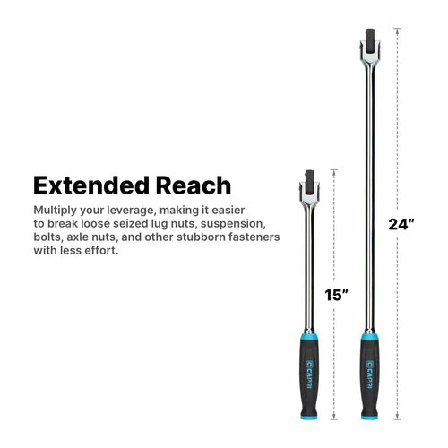 1/2" Drive Extended Leverage Breaker Bars with Soft Grip