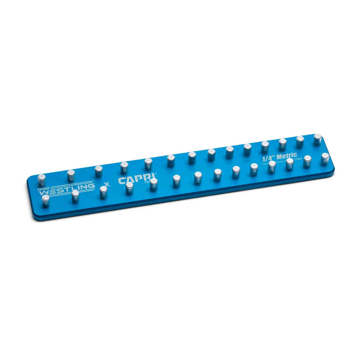 1/4" Drive Premium 2 Row Aluminum Socket Tray, Metric 4-15 mm, Blue
