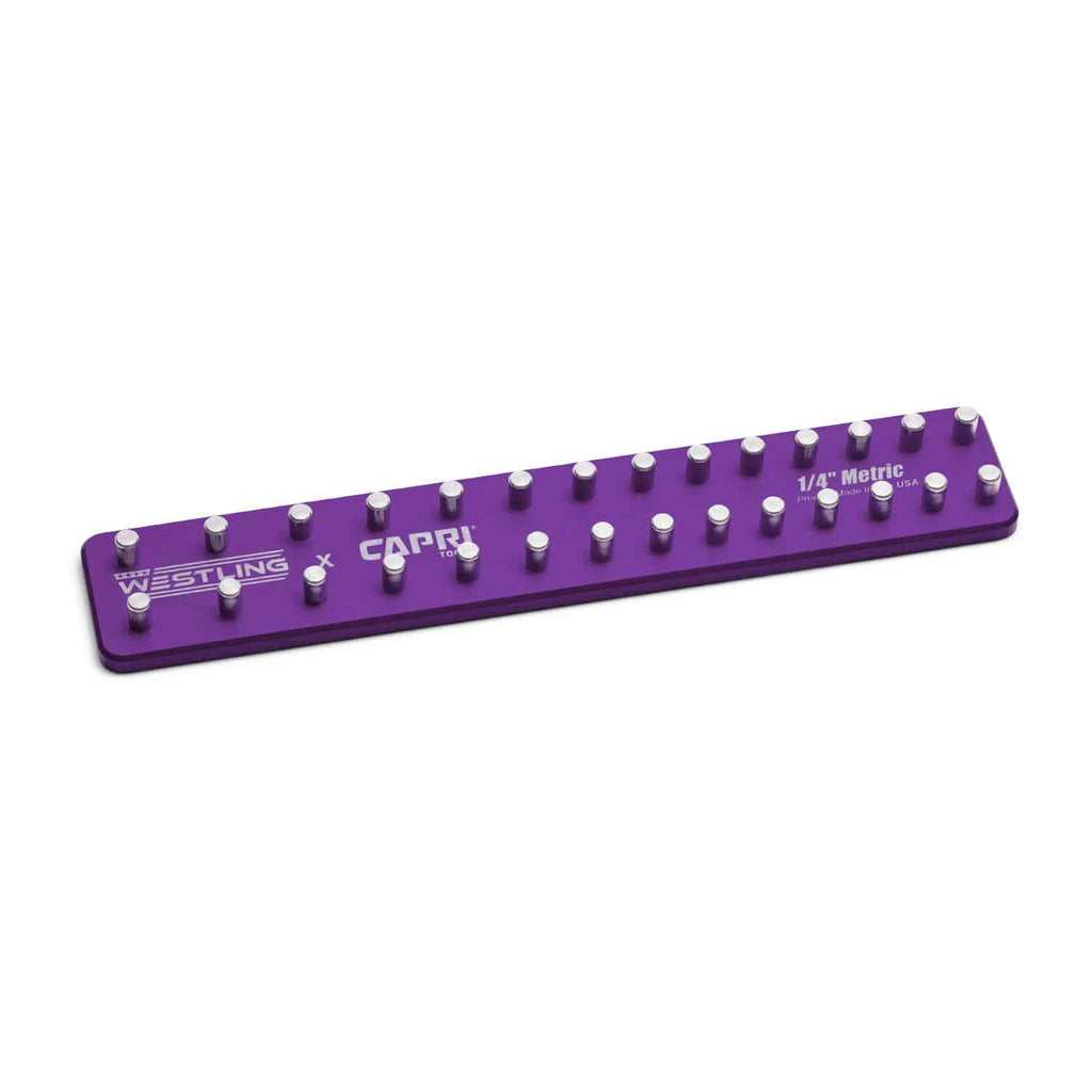 1/4" Premium 2 Row Aluminum Socket Tray, Metric, Purple