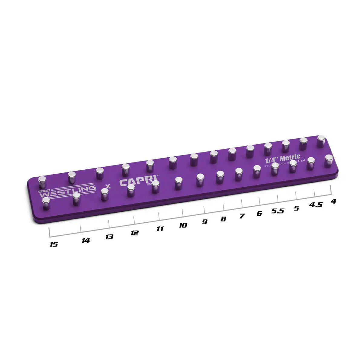 1/4" Premium 2 Row Aluminum Socket Tray, Metric, Purple