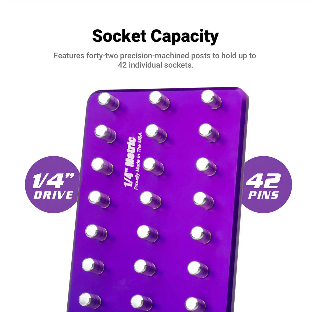 1/4" Dr. 3 Row Aluminum Socket Tray-Metric, Purple