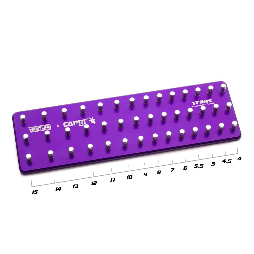 1/4" Dr. 3 Row Aluminum Socket Tray-Metric, Purple