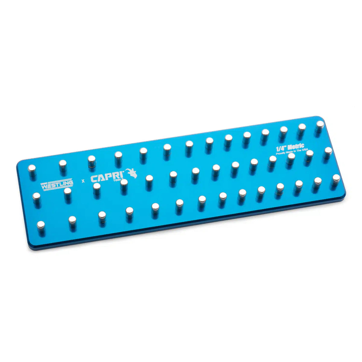 1/4" Drive Premium 3 Row Aluminum Socket Tray, Metric 4-15 mm, Blue