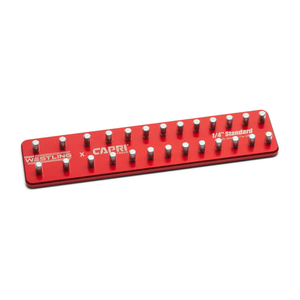 1/4" Drive Premium 2 Row Aluminum Socket Tray, SAE 1/8-5/8 in., Red