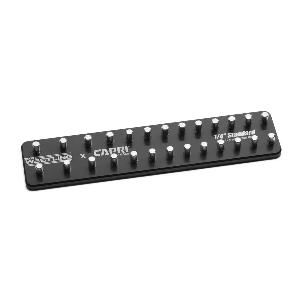 1/4" Drive Premium 2 Row Aluminum Socket Tray, SAE, Black