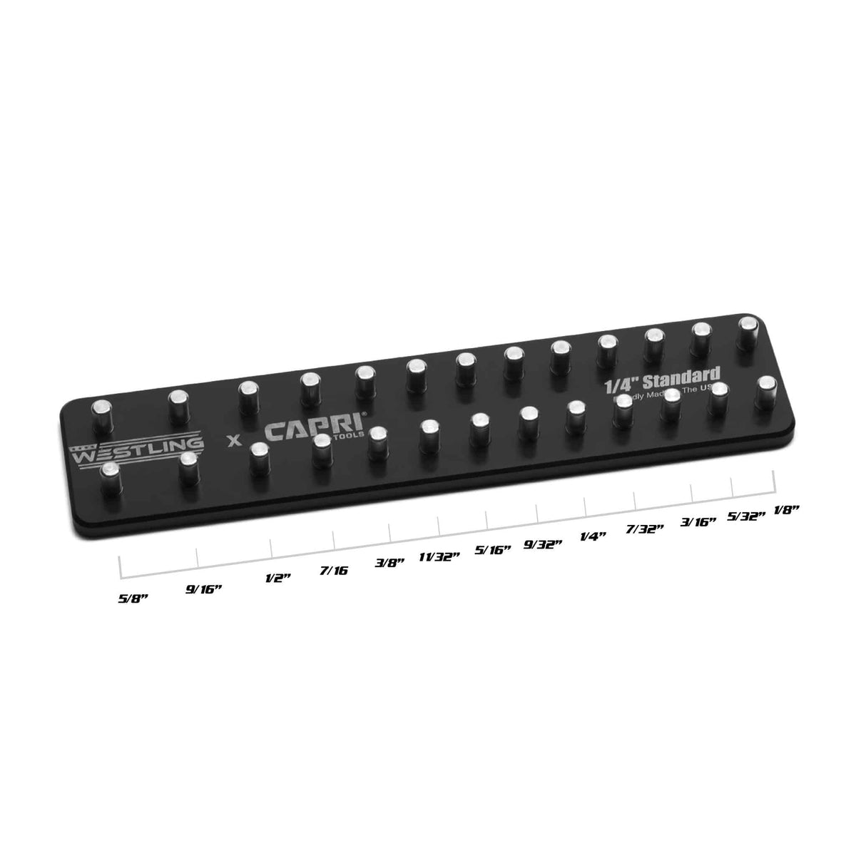 1/4" Drive Premium 2 Row Aluminum Socket Tray, SAE, Black