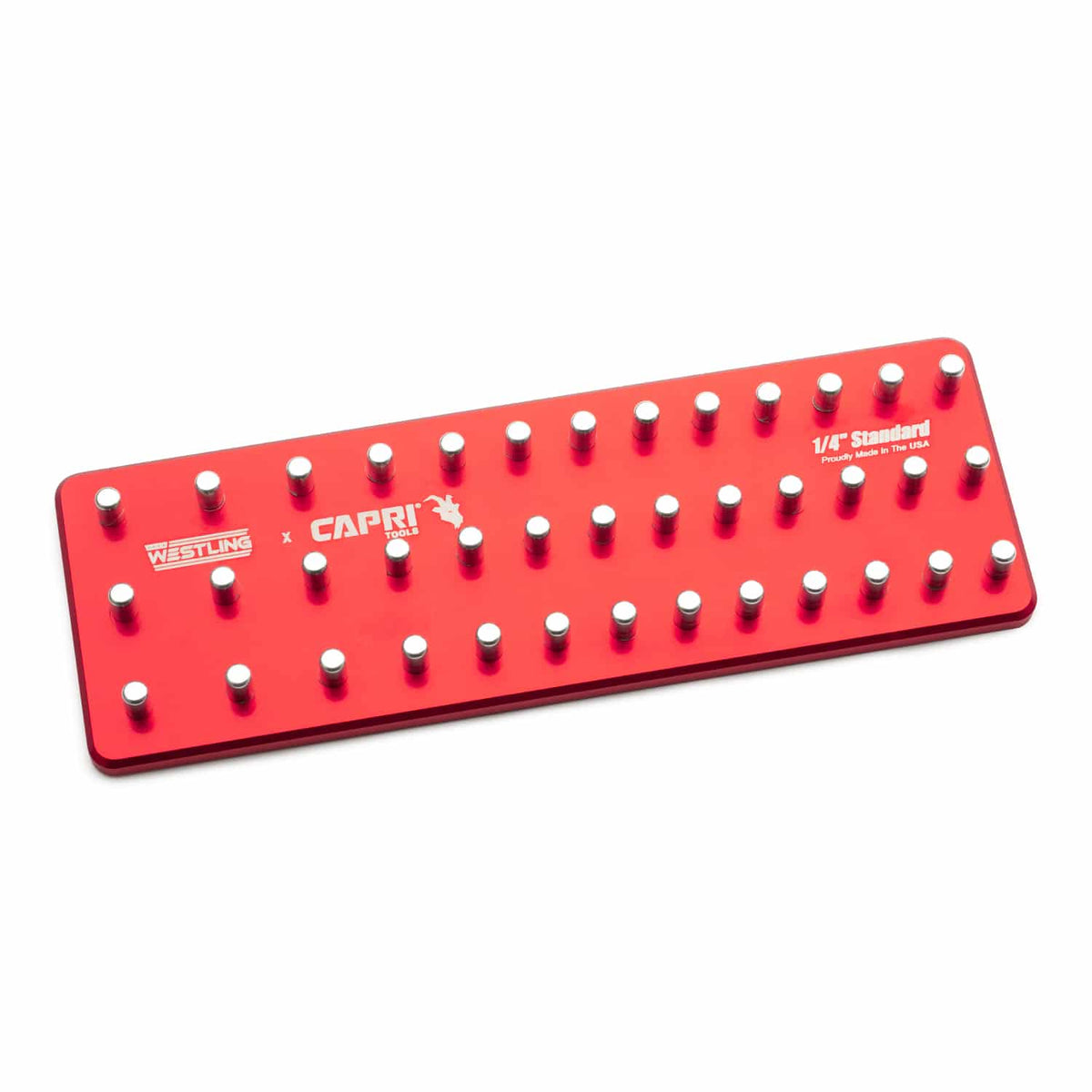 1/4" Drive Premium 3 Row Aluminum Socket Tray, SAE 1/8-5/8 in., Red