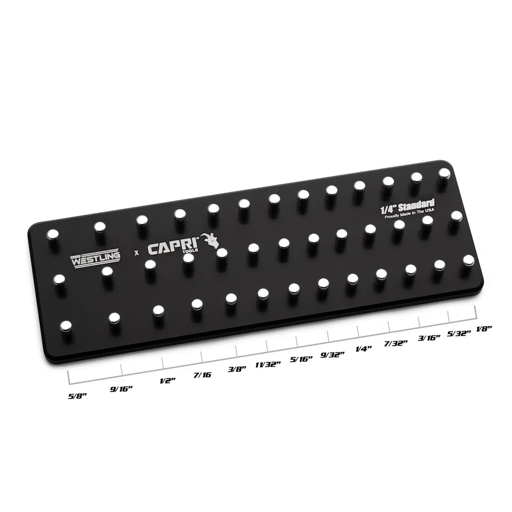 1/4" Dr. 3 Row Aluminum Socket Tray-SAE, Black