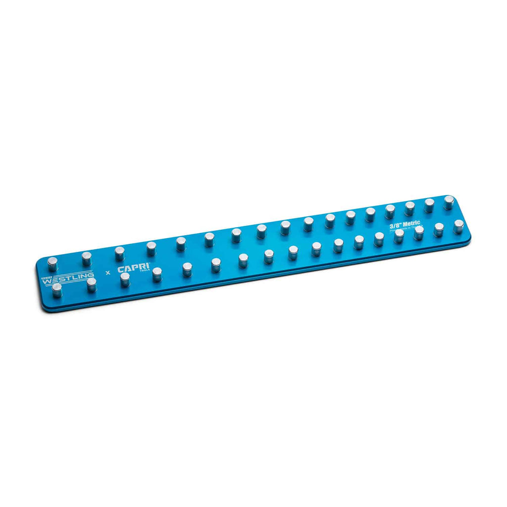 3/8" Drive Premium 2 Row Aluminum Socket Tray, Metric 6-22 mm, Blue