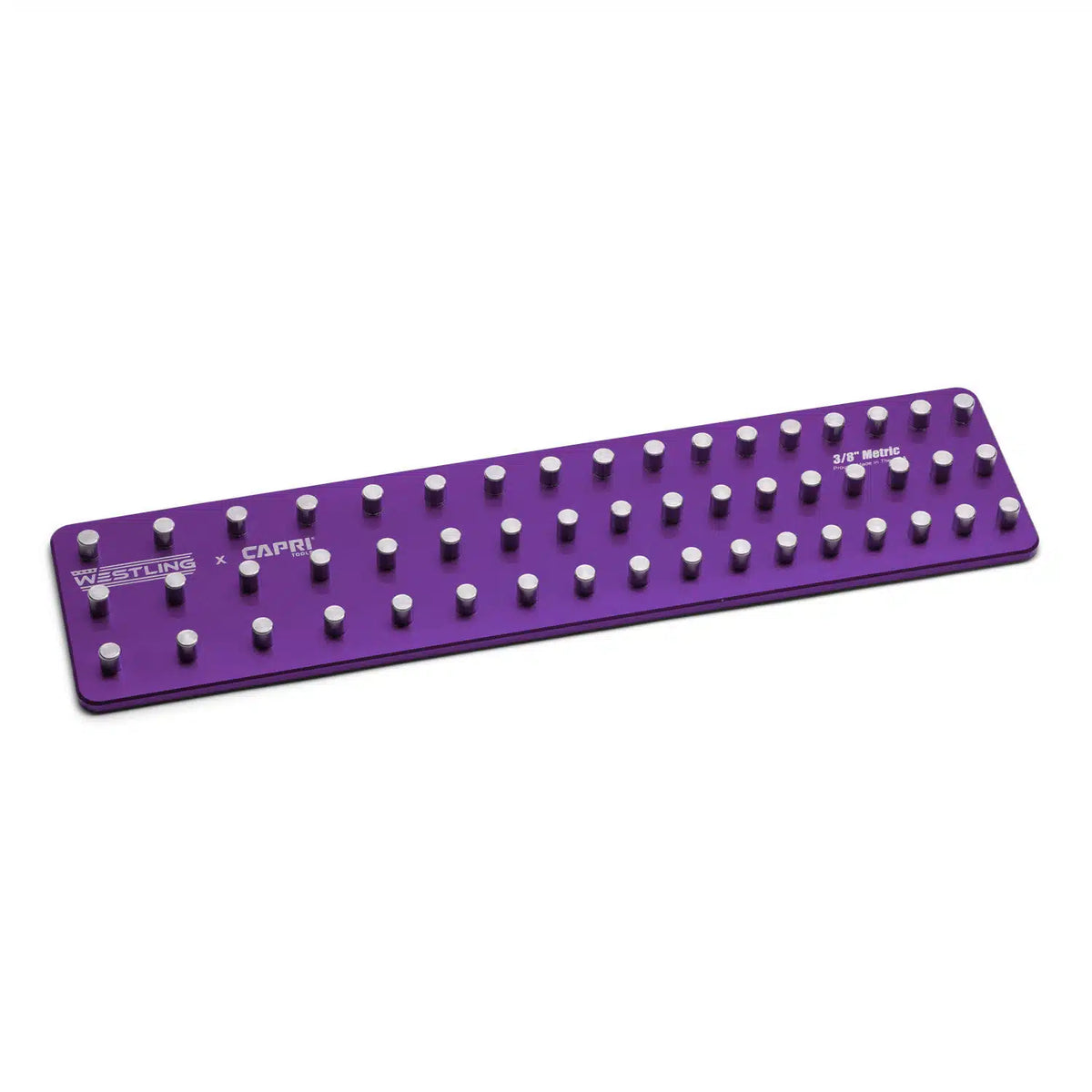 3/8" Drive Premium 3 Row Aluminum Socket Tray, Metric 6-22 mm, Purple