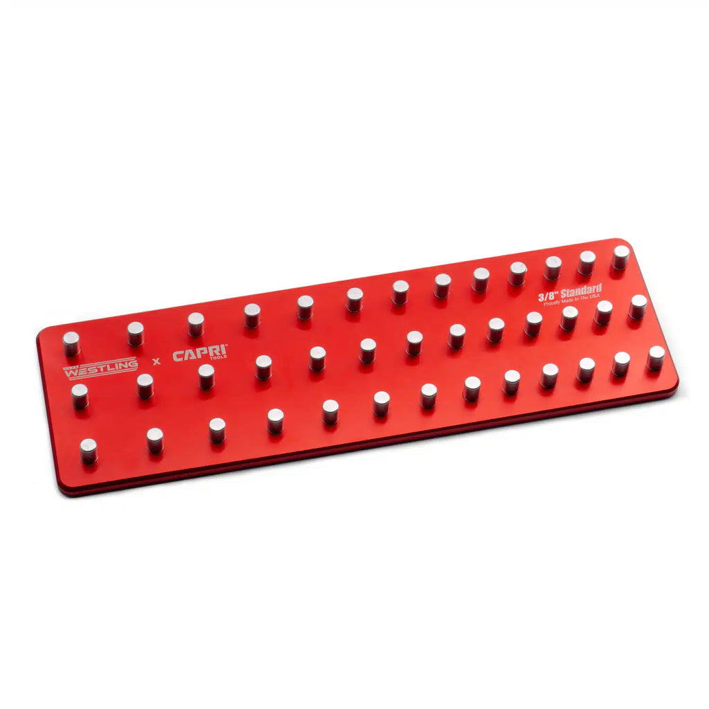3/8" Drive Premium 3 Row Aluminum Socket Tray, SAE 1/4-1 in., Red