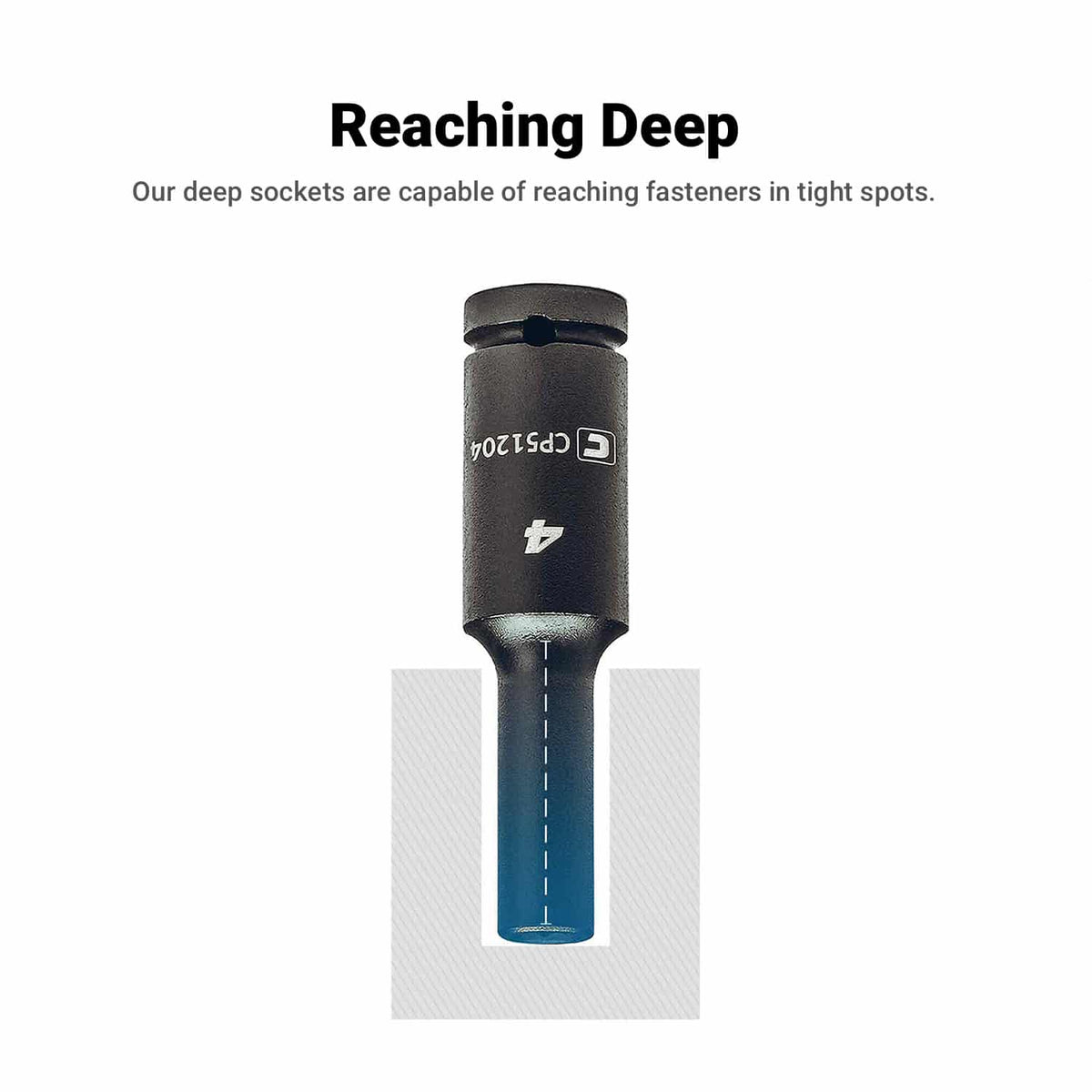 1/4" Drive Deep Impact Sockets, 6-Point, Metric