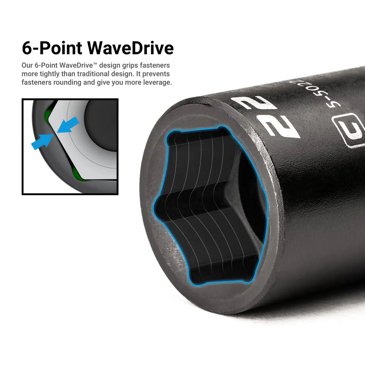 3/8" Drive 6-Point Semi-Deep Impact Socket Set, 8-22 mm