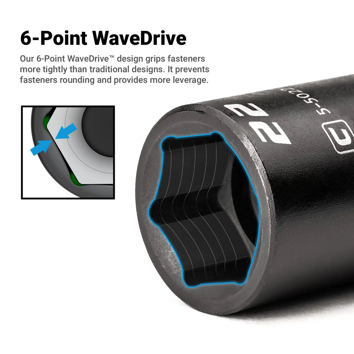 3/8" Drive 6-Point Shallow Impact Socket Set, 8-22 mm