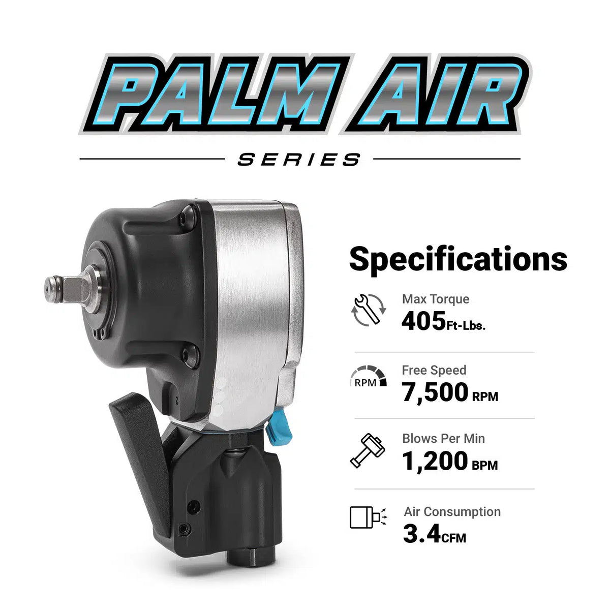 3/8" Drive Palm Air Essentials Impact Bundle, SAE