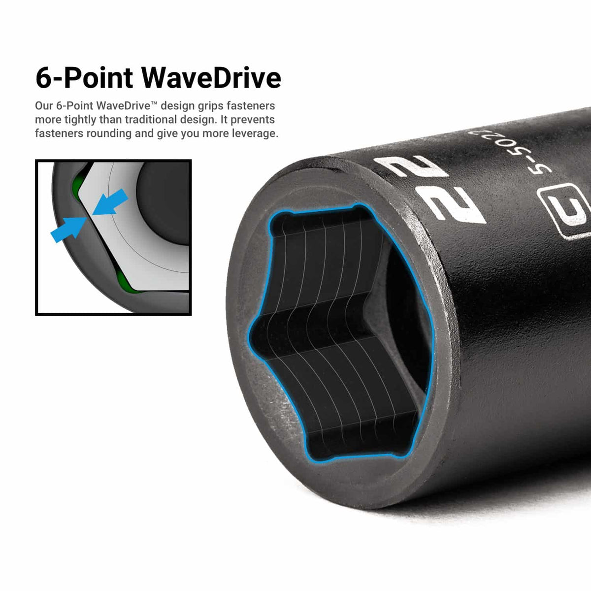 3/8" Drive Semi-Deep Impact Sockets, 6-Point, SAE