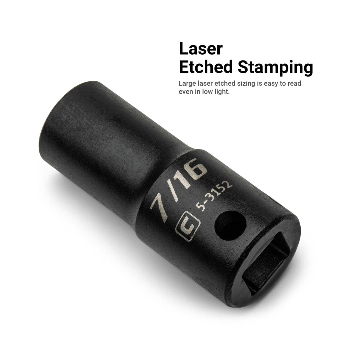 3/8" Drive Semi-Deep Impact Sockets, 6-Point, SAE