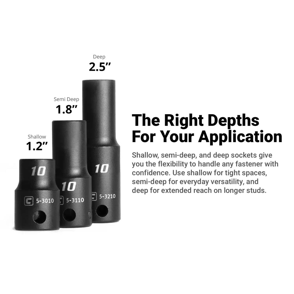 3/8" Drive 6-Point Ultimate Impact Socket Set, 6-24 mm