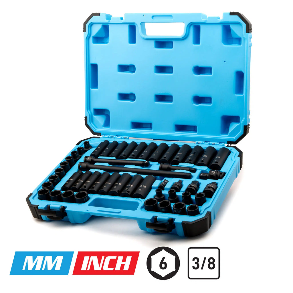 3/8" Drive 6-Point Master Impact Socket Set, Metric & SAE