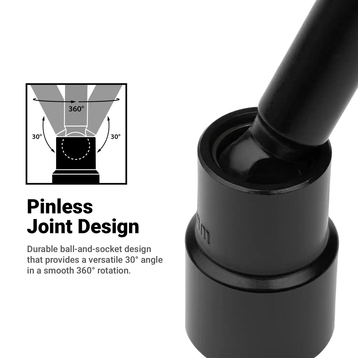 3/8" Drive Pinless Universal Long Extension Impact Socket Set, Metric, 8-19 mm