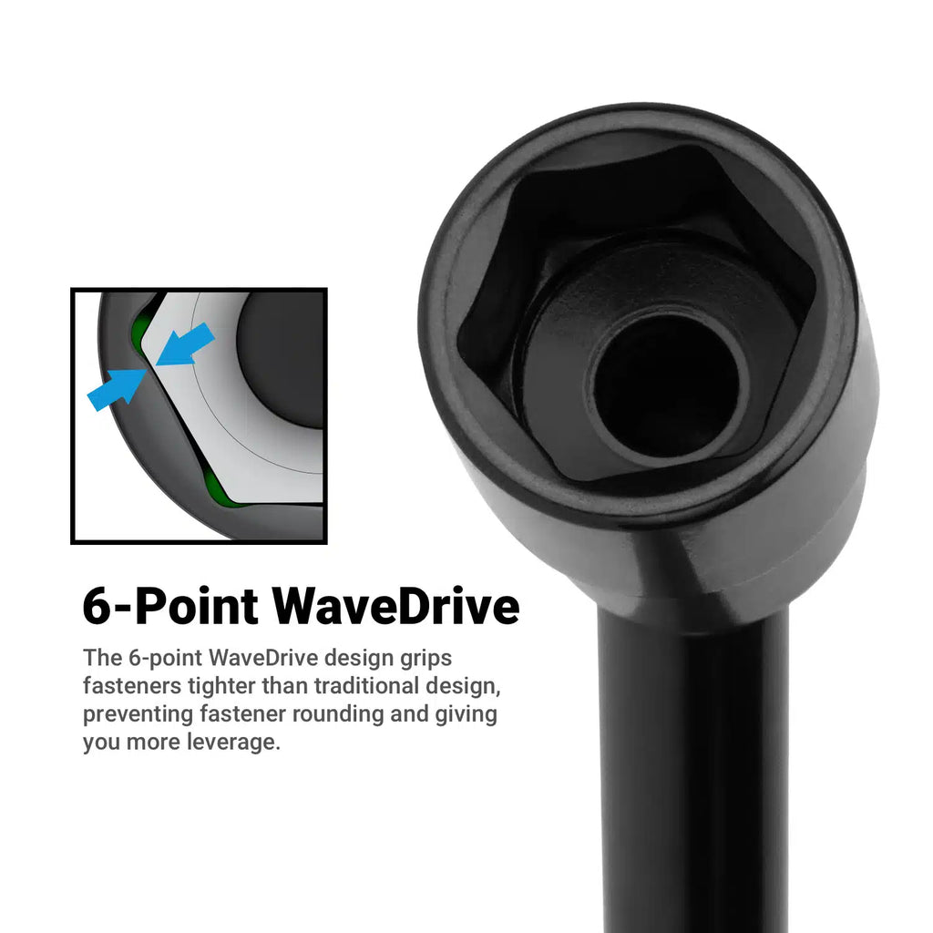 3/8" Drive Pinless Universal Long Extension Impact Socket Set, Metric, 8-19 mm