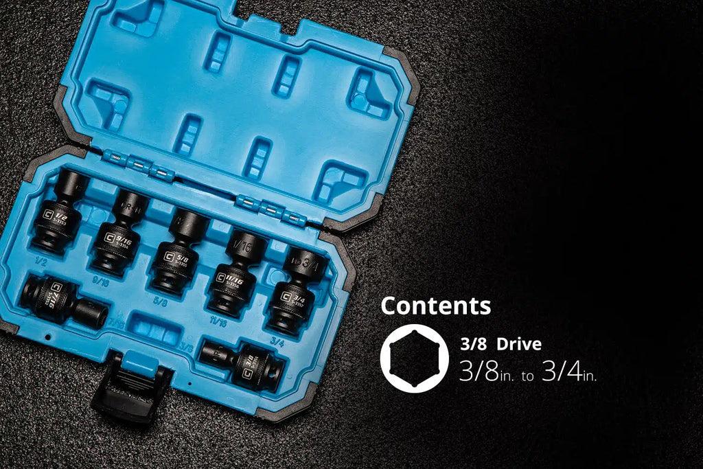3/8" Drive Universal Impact Socket Sets, 3/8-3/4", SAE