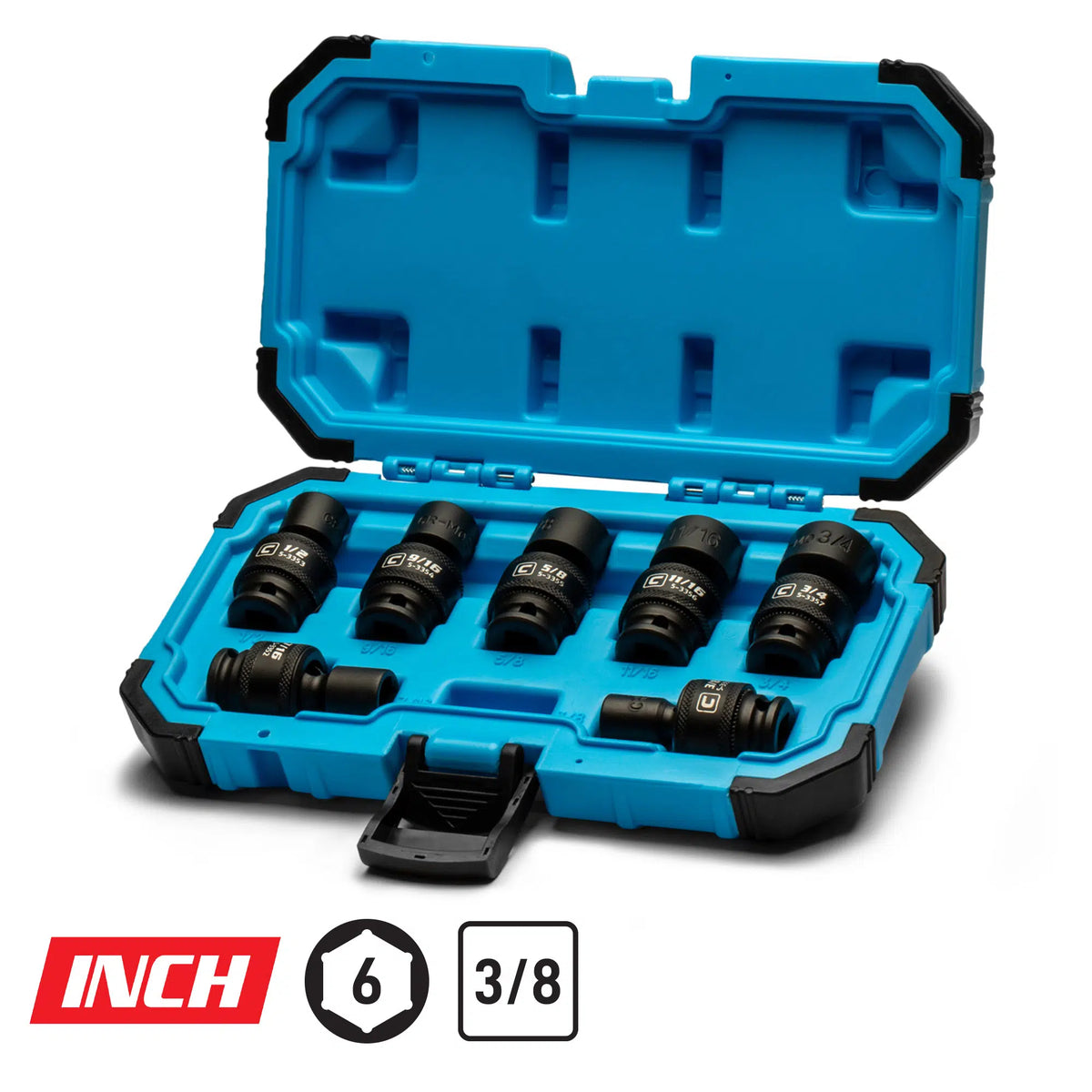 3/8" Drive Universal Impact Socket Sets, 3/8-3/4", SAE