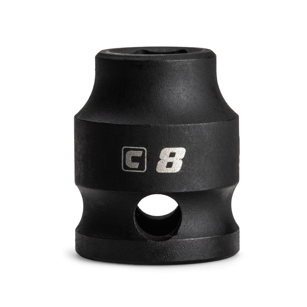 3/8" Drive Stubby Impact Sockets, 6-Point, Metric
