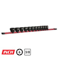3/8" Drive Stubby Impact Socket Set, 5/16-1" Aluminum Socket Rail