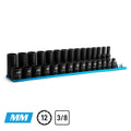 3/8" Drive 12-Point Master Impact Socket Set, 8-22 mm, Billet Aluminum Tray, Blue