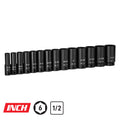 1/2" Drive 6-Point Deep Impact Socket Set, 7/16-1-1/4"