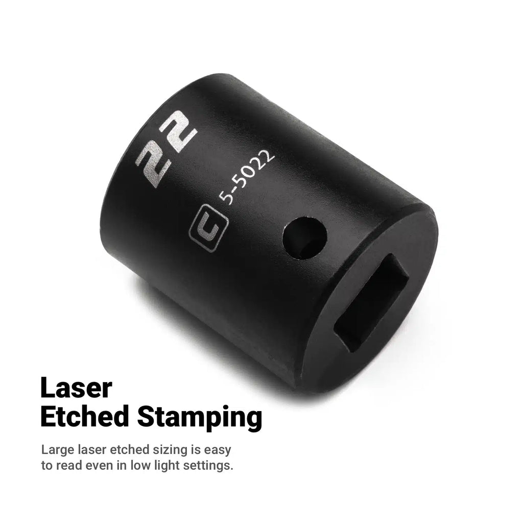 1/2" Drive Shallow Impact Sockets, 6-Point, Metric