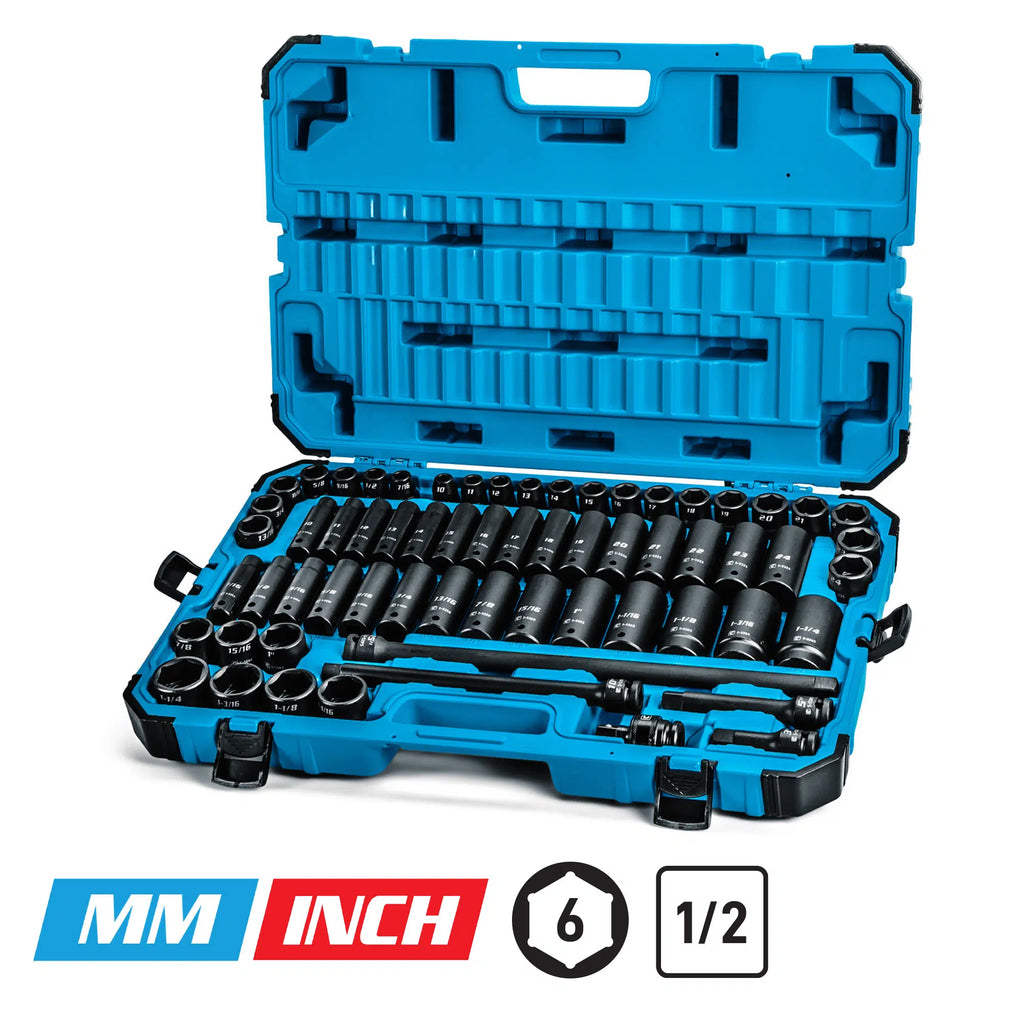 1/2" Drive 6-Point Master Impact Socket Set, Metric & SAE