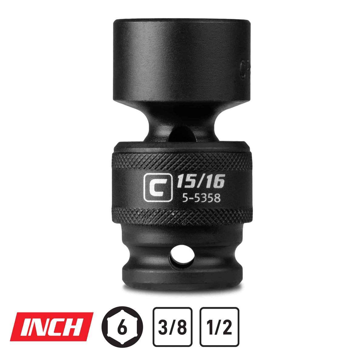 3/8" Drive Universal Impact Sockets, 6-Point, SAE