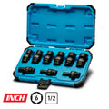 1/2" Drive Universal Impact Socket Sets, 7/16-15/16", SAE