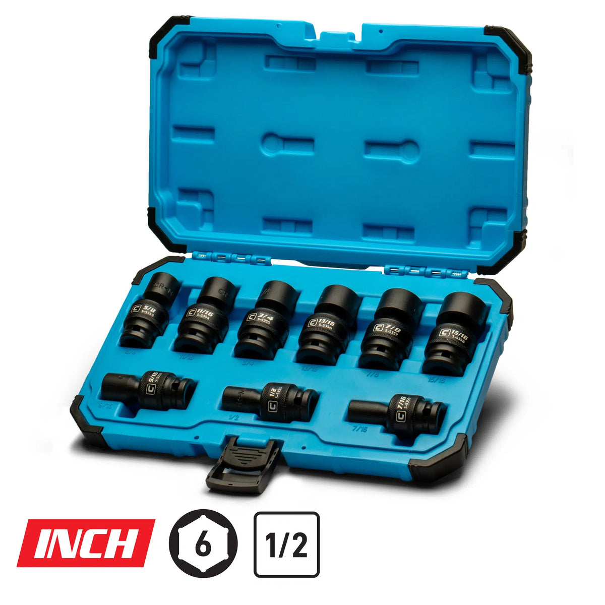 1/2" Drive Universal Impact Socket Sets, 7/16-15/16", SAE